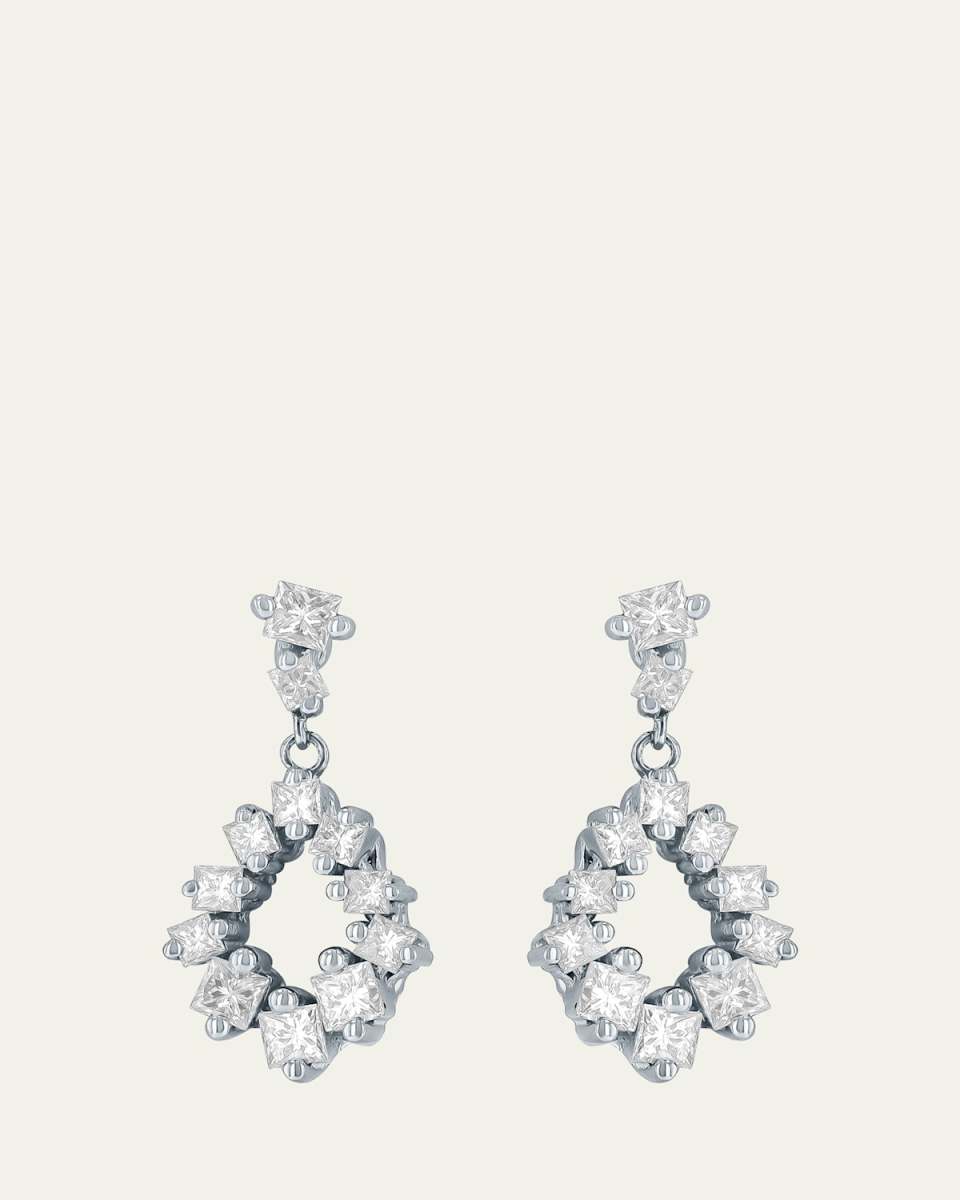 18K White Gold Diamond Drop Earrings